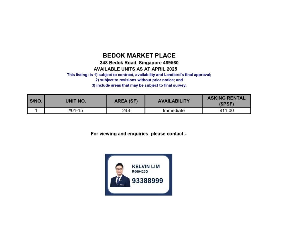 Bedok Market Place Rental